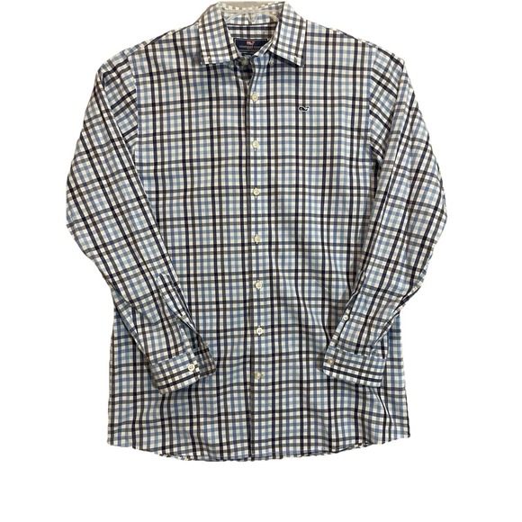 Vineyard Vines Other - Vineyard Vines Whale XL Navy/lt Blue/ White Check Cotton Men's Shirt Button Down